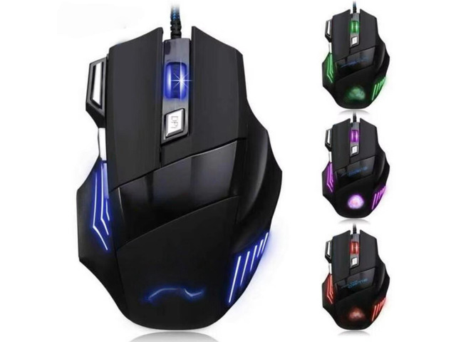 USB Wired Gaming Mouse 7 Button Backlit Ergonomic Mice 5500 DPI Backlight Adjustable Optical Mice for PC Gamer Computer Desktop
