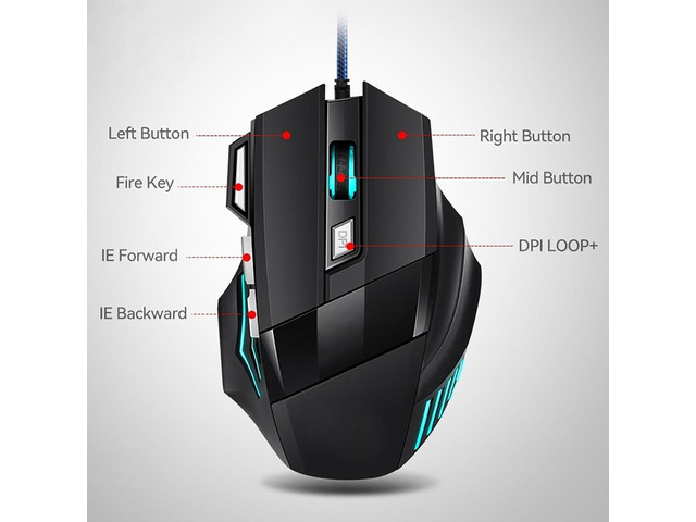 Professional Wired Gaming Mouse 7 Button 5500 DPI LED Optical USB Gamer Computer Mouse Mice Cable Mouse High Quality