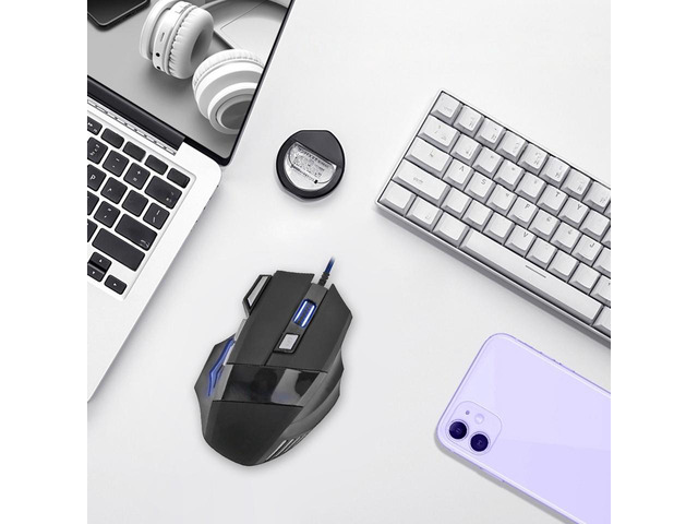 Wired Gaming Mouse 7 Button Backlit 5500 DPI Adjustable Optical PC Gamer Mice Laptop Computer Ergonomic Mice Silent