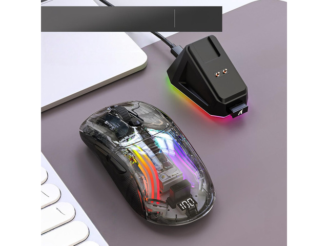 X2PRO RGB Transparent Wireless Mouse with Magnetic Charging Dock Tri-mode Bluetooth 2.4G/USB/Connection Mouse