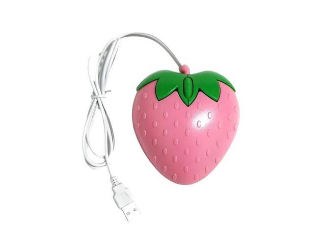 Wired Mouse Pink Strawberry Small Optical PC Computer Game Mouse Cute Creative Design Girls Birthday Gift For Office Laptop V1P8