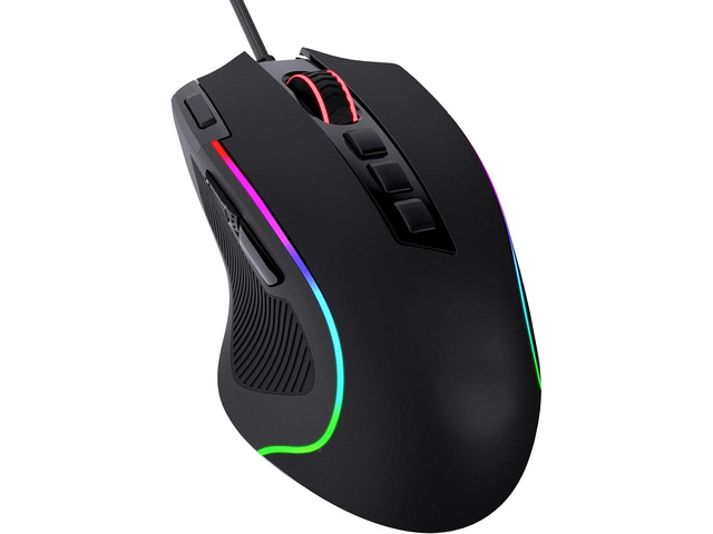 RGB Gaming Mouse 8000 DPI Wired Optical with 11 Programmable Buttons, White