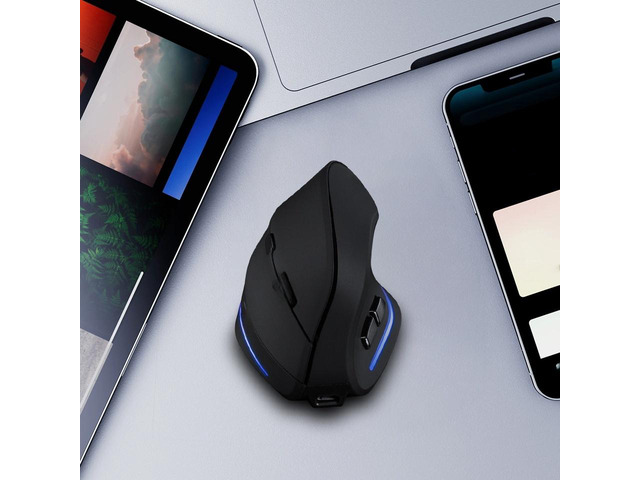 Vertical Mouse Bluetooth-Compatible +2.4GHz+Wired Rechargeable Wireless Vertical Ergonomic Optical Mouse 7 Buttons for Laptop PC