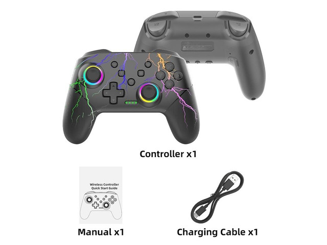 Generic for Wireless Controller For OLED Console Pro Gamepad with Rechargeable Battery Programmable Turbo Function RGB Light