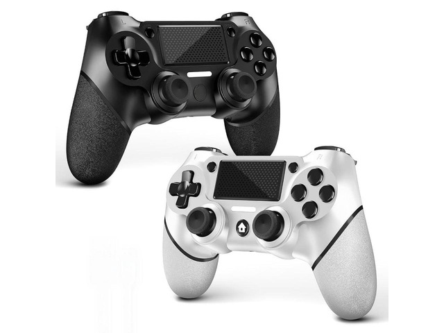 Generic for 2 Pack Wireless Controllers for PS4/Pro/Slim/PC with Non-Slip Grip and USB-C Cable (Black and White)