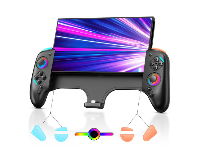 Generic for For 2 Controller W/RGB troller 9-Axis Gyro Sensor Dual Shock Turbo Programable Game Pad Joystick