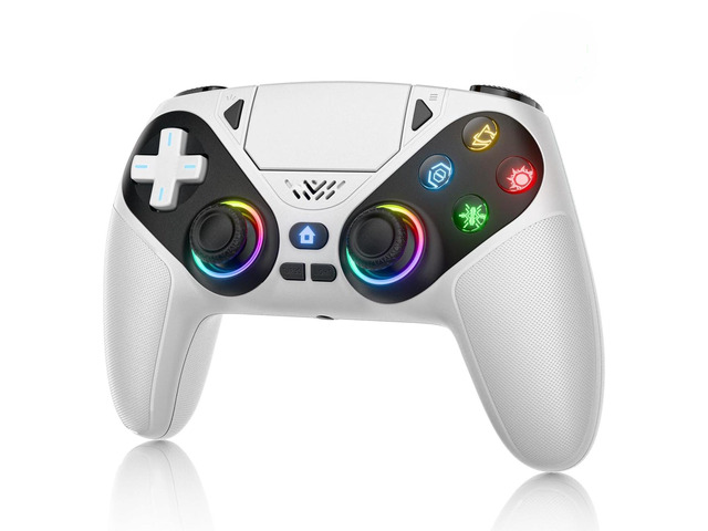 Generic for For 5/PS5 Pro/Slim/PC RGB BT Wireless Controller W/Dual Shock Marco/Turbo Program Function 3.5mm Audio Jack Gamepads