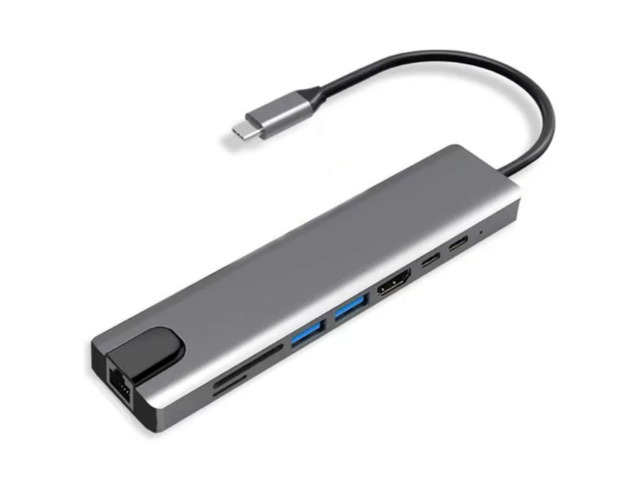 4K High Definition USB 3.0 Hub with Network Port 8-in-1 Notebook Expansion Converter Type-C Dock for Laptop