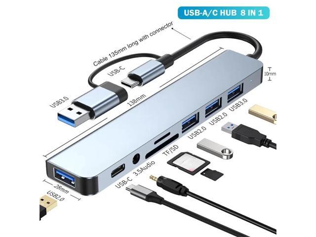 USB C Hub 8 In 1 Type C 3.1 To 4K Video Output Adapter with RJ45 SD/TF Card Reader PD Fast Charge for Type-C Laptop Notebook Laptop Computer