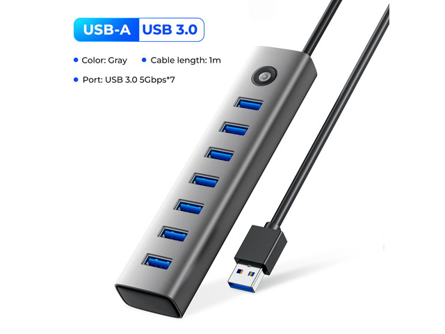 USB 3.0 HUB 5Gbps Dock Station 7-Port USB A Type C HUB S for Type-C Laptop Laptops