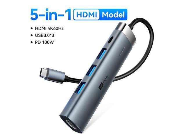 6 IN 1 USB 3.0 Type C 100W HUB 4K 60Hz to Video Output RJ45 Splitter Adapter Docking for Type-C Laptop Type-C Phone PC Laptop