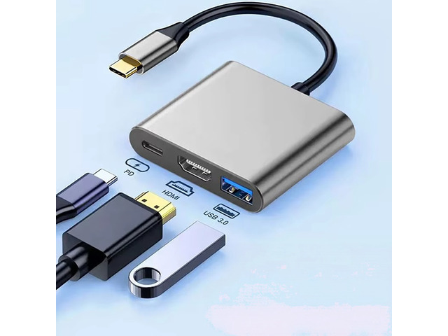 3 in 1 Usb Hub USB C to Video Output Splitter HUB Type-c to Video Output USB3.0 Docking Station For Type-C Laptop Converter