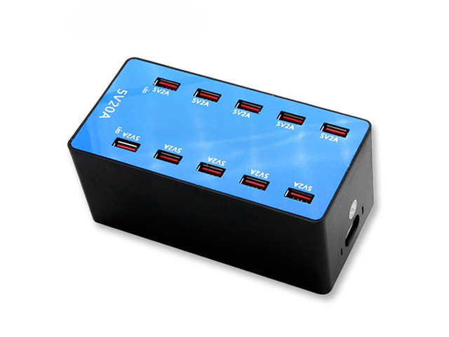 USB Charger 100W 10 Ports USB 20A Smart Desktop Charging Station for 5V 2.4A for Type-C Phone Type-C Phone