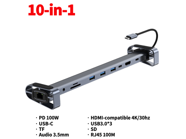 11 in 1 USB C Dock with 4K Video Output VGA Ethernet Multiport Adapter 100W PD SD/TF Audio for Type-C Laptop