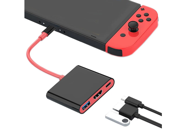 1PC 3 IN 1 4k/60hz 4k/30hz Portable for Gaming Handheld Docking Station TYPE-C Hub with Video Output 100W PD Charging and USB 3.0 Ports