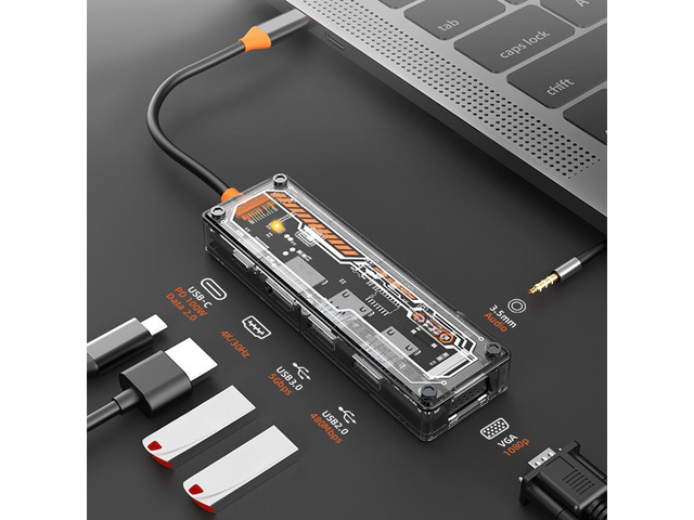 Usb C Hub Type-C to Video Output USB3.0 USB2.0 VGA USB-C PD3.0 3.5mm Audio 6in1 For Type-C Laptop usb c docking station