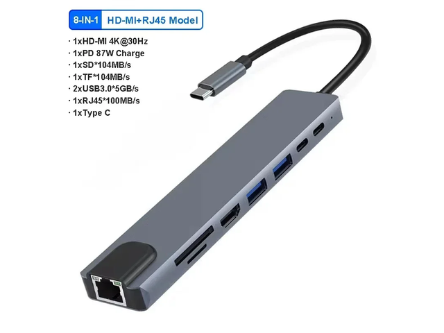 10 in 1 USB C Docking Station USB Hub Dock with Video Output VGA AUX Adapter USB 3.0 5Gbps Ports for Type-C Laptop Laptop