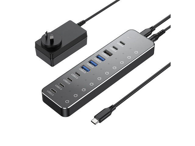 10 in 1 USB C Hub 10Gbps USB-C with Individual Touch Switches Multiport Splitter Docking Station for Type-C Laptop Laptops PC