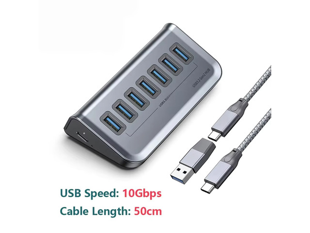 Portable USB 3.2 Gen1 Gen2 Hub 10/5Gbps Data Hub Hard Drive Powered PD18W/60W SD/TF for PC PS4 Laptops Type-C Laptop Mouse