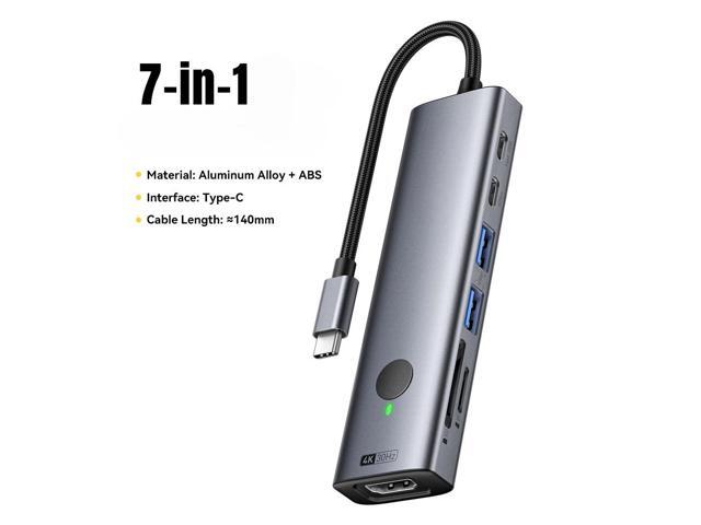 USB C HUB 4K30Hz 7-in-1 Type-C to Video Output 100W SD & TF USB3.0 5Gbps for Type-C Laptop PC USB Splitter Docking Station