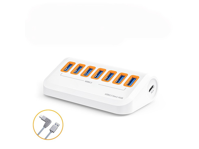 USB HUB 7 Port Multiple USB3.2 HUB Socket Type C Docking Station 10Gbps High Speed Data Transfer USB Splitter OTG for PC