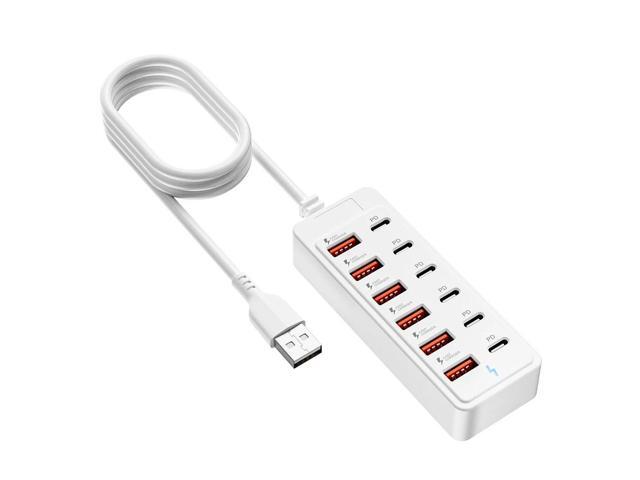 12 in 1 Power Strip Multi Port Fast Charger Station with USB C Desktop Wall Adapter Type C Hub for Type-C Phone Home Office