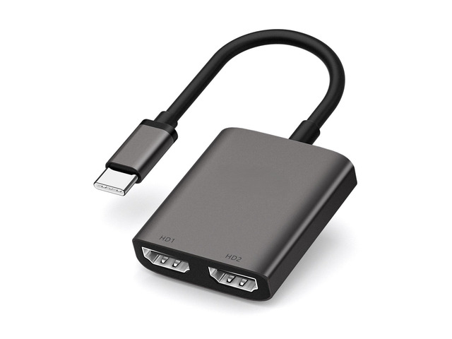 2 Port USB C Hub to Dual Video Output 4K 60HZ Dual Screen Expansion Type C Docking Station For Laptop Mobile Phone PC Projector