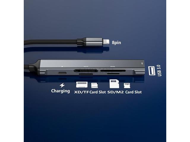 6 in 1 Type-C Phone XD Card Reader to Card Reader XD Picture Card Adapter for SD/Mouse/TF Type C Reader with Charging