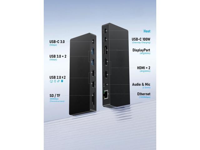 13 Port USB HUB 2 Video Output DP 4K 60Hz Adapter RJ45 10Gbps Splitter USB C HUB 3.0 PD 100W Charger Docking Station for Laptop