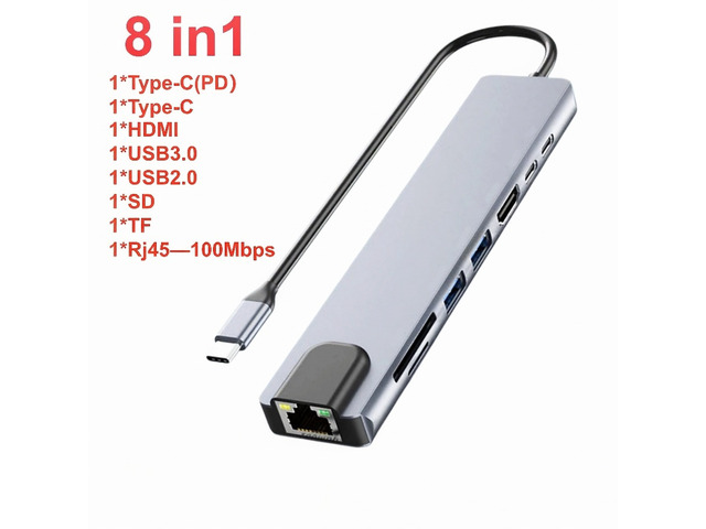 USB C Hub 8In1 7In1 Type C Docking Station with USB3.0/2.0 Video Output SD/TF Card Reader PD Fast Charge for Type-C Laptop Notebook Laptop