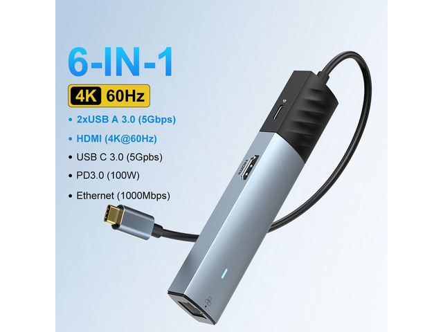 USB C HUB Docking Station 4K 60Hz Video Output Adapter Gigabit Ethernet 3*USB 3.0 Ports PD100W For Type-C Laptop PC laptop