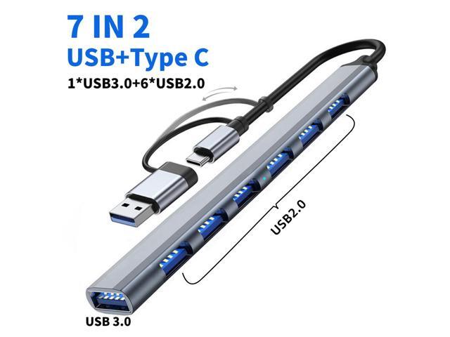 USB C Hub 7in2 7in1 Multi USB Hub Splitter 7 Port USB3.0/2.0 High Speed Docking Station for Type-C Laptop Notebook Laptop