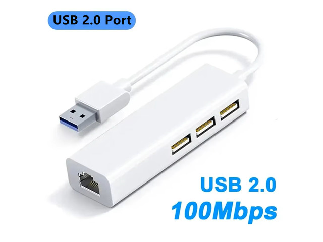 USB HUB 3 Ports USB-C HUB With RJ45 Port 100Mbps Ethernet LAN Network Adapter USB to RJ45 for PC Computer Laptop TV Set-Top BOX