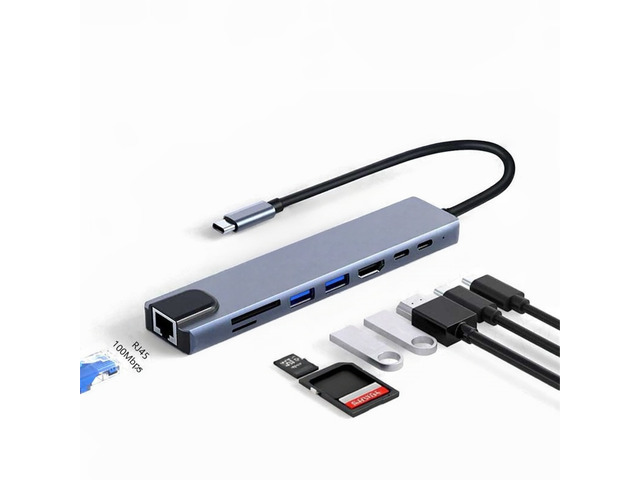 8 in 1 USB C Docking Station Hub 3 0 Type A Concentrator 4K Video Output RJ45 SD TF Card Reader Laptop Dock for Type-C Laptop