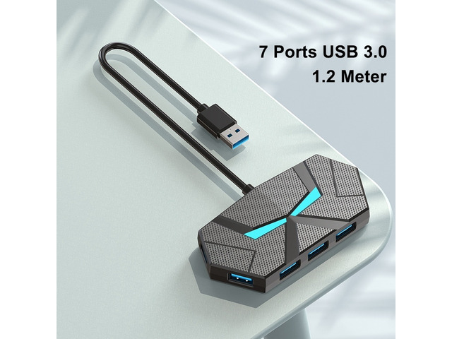 7 Ports USB 3.0 HUB 5Gbps USB Docking Station USB HUB USB Splitter OTG Adapter with TYPE C Power Port For PC Laptop Type-C Laptop