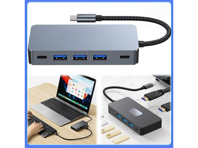 7 in 1 USB C To Dual Video Output Docking Station PD 100W with 2 4K Video Output Ports