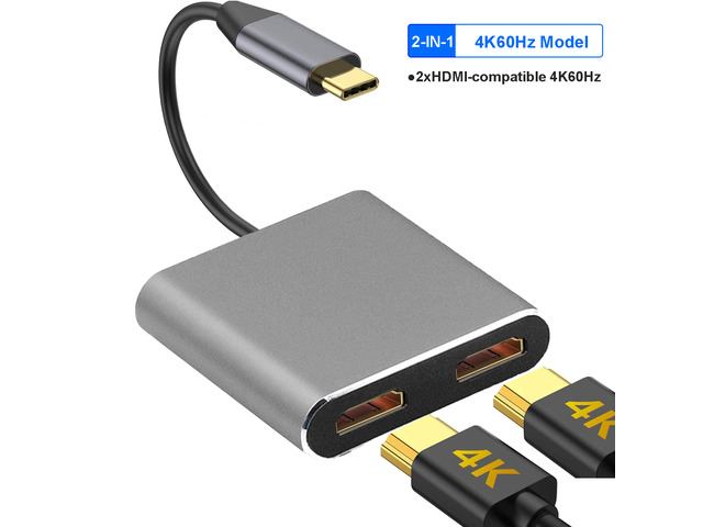 4 IN 1 USB C HUB Docking Station 4K@60Hz Video Output Adapter Type C to Video Output PD100W USB 3.0 HUB USB C Splitter for Type-C Laptop