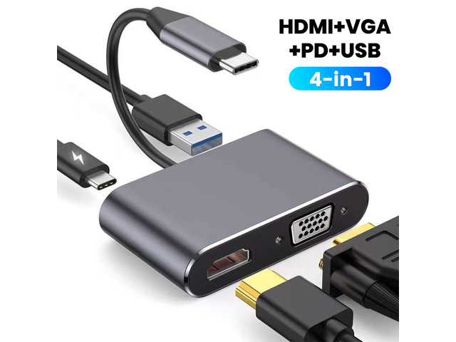 Type-c Docking Station Video Output VGA Game Console USB Monitor VGA Docking Station 4 in 1 HUB 4K High Definition