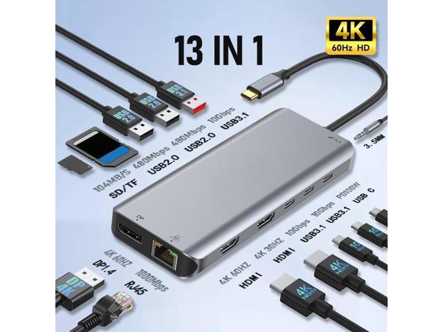 USB C HUB PD100W Docking Station 4K 60Hz Type C to Video Output DP 3 USB 3.1 Gigabit Ethernet for Type-C Laptop USB Hub