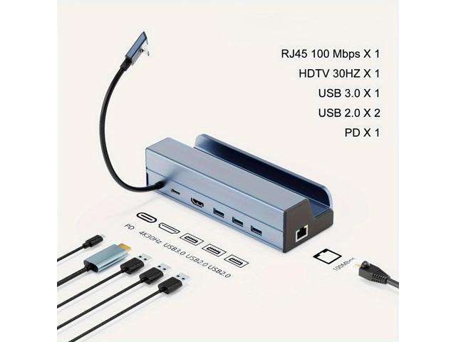 Gaming Handheld Dock 6 in 1 Gaming Handheld 2023 Docking Station Stand 3*USB 3.0 HDTV 4K@60Hz Gigabit Ethernet PD 100W Hub