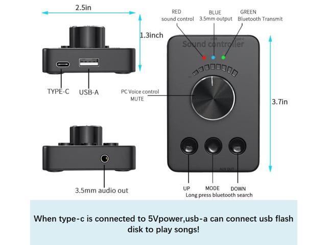 Multimedia Controller Knob, USB Volume Controller, One Key Mute PC Computer Speaker Audio Multimedia Volume Remote Control Adjuster with Bluetooth...