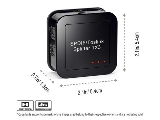 SPDIF/Toslink Digital Optical Audio Splitter 1x3, Optical Audio 1X3 Splitter, Support Dolby Digital & DTS 5.1 for PS3, Xbox, Blue-Ray DVD, HDTV,TV...