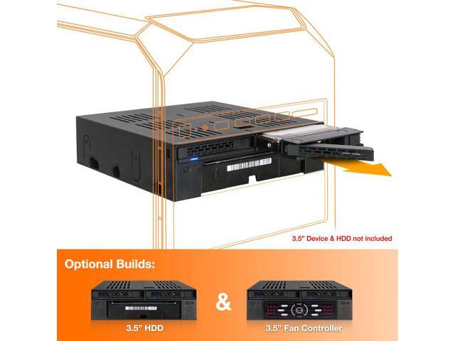 ICY DOCK MB322SP-B 2 x 2.5 SATA/SAS HDD/SSD to 5.25 Hot Swap Mobile Rack Cage w/ 3.5 Drive/Device Bay ExpressCage Series
