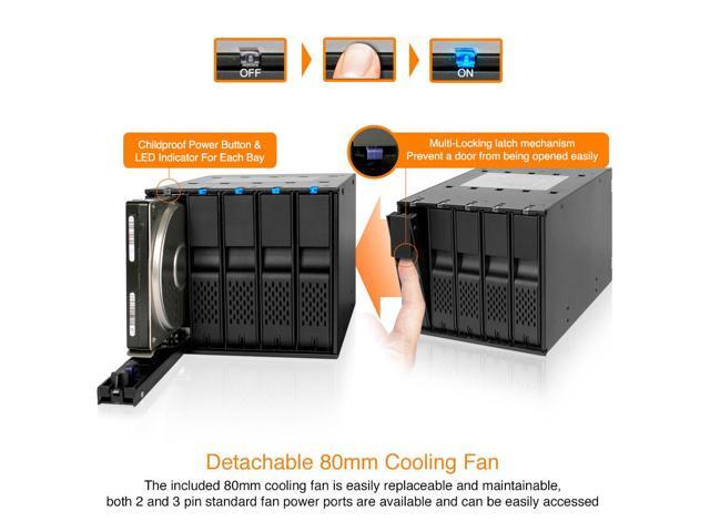 ICY DOCK MB975SP-B R1 Tray-Less 5 Bay 3.5' SATA Hard Drive Hot Swap Backplane Cage in 3X External 5.25' Bay FlexCage Series