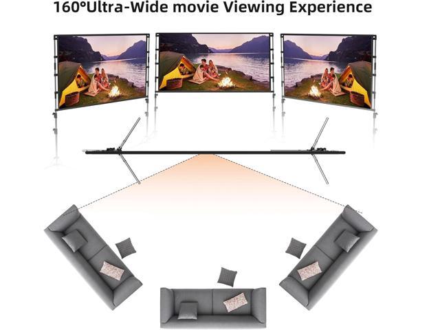 Projector Screen and Stand,GAINVANE 120 inch Portable Projector Screen Indoor Outdoor Projection Screen 16:9 4K HD Wrinkle-Free Light-Weight Movie...