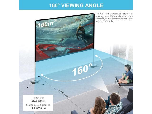 Portable Projector Screen Outdoor Movie: Foldable Rear 4K Projection Screens Stand for Camping Travel Backyard Video 100 inch