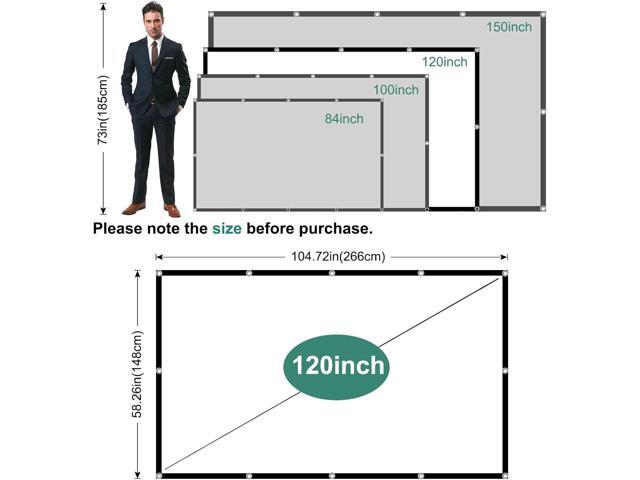 TOWOND Projector Screen 120 inch, Wrinkle-Free and Foldable Projection Screen 16:9 HD 4K Portable Movies Screen for Home Theater Outdoor Indoor...