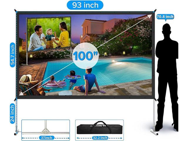 Projector Screen Indoor,JWSIT 100 inch Outdoor Movie Screen-Upgraded 3 Layers PVC 16:9 Outdoor Projector Screen,Portable Video Projection Screen...