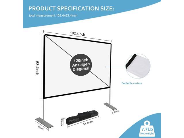 Projector Screen with Stand 120 inch 16:9 HD 4K Outdoor Indoor Projection Screen for Home Theater 3D Fast-Folding Projector Screen with Stand Legs...