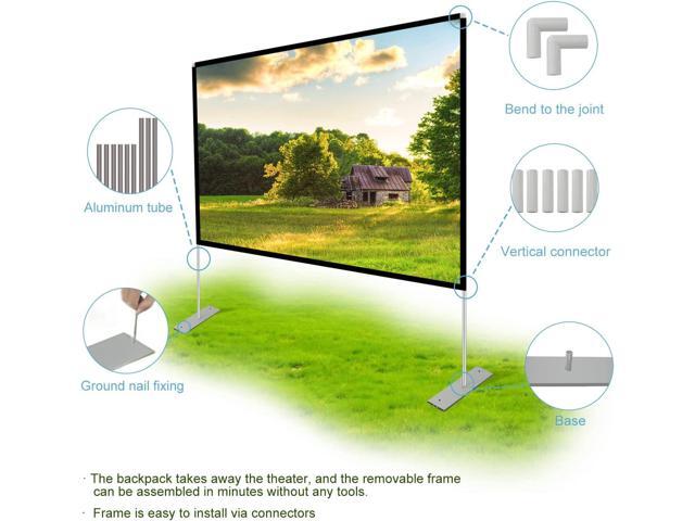 Projector Screen with Stand 120 inch 16:9 HD 4K Outdoor Indoor Projection Screen for Home Theater 3D Fast-Folding Projector Screen with Stand Legs...